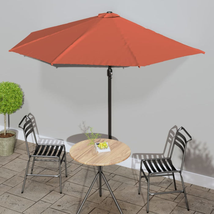 vidaXL Balcony Parasol with Aluminium Pole Terracotta 300x155x223 cm Half