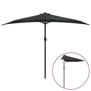 vidaXL Balcony Parasol with Aluminium Pole Black 300x155x223 cm Half