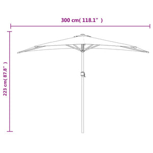 vidaXL Balcony Parasol with Aluminium Pole Black 300x155x223 cm Half