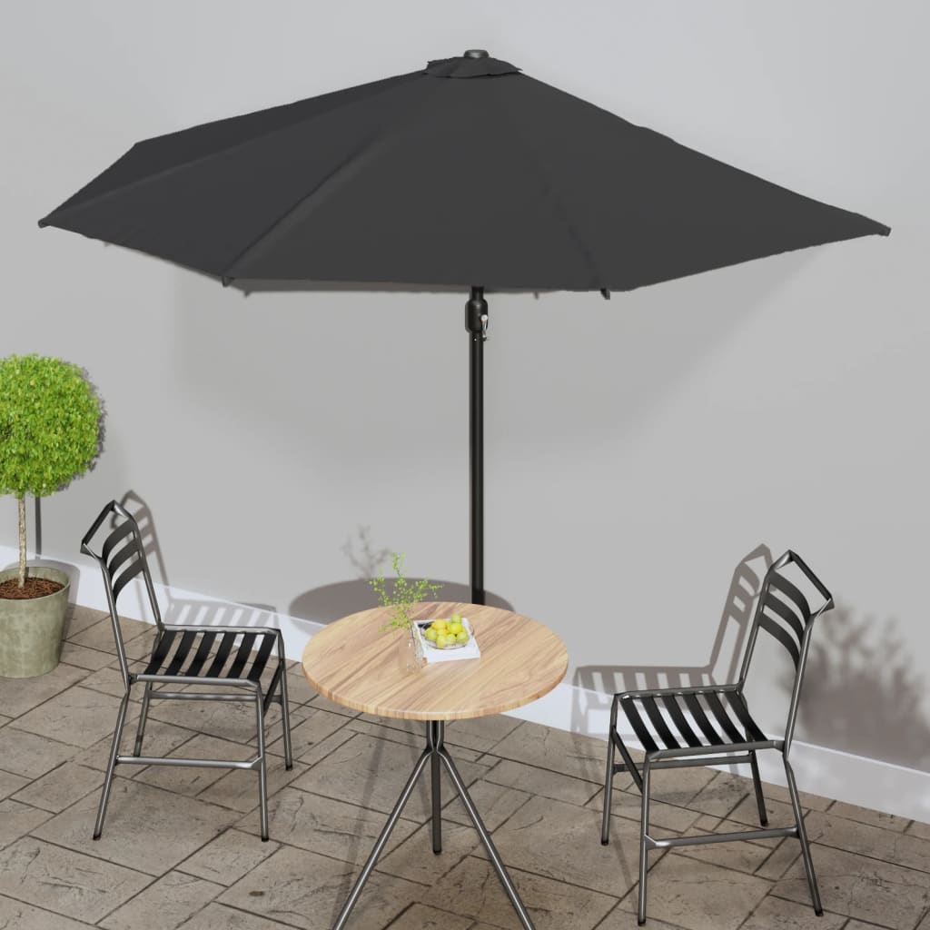 vidaXL Balcony Parasol with Aluminium Pole Black 300x155x223 cm Half