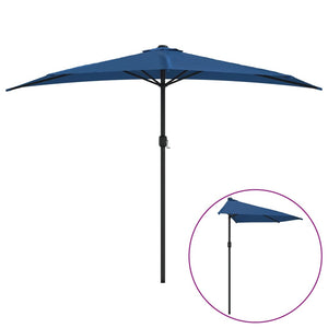 vidaXL Balcony Parasol with Aluminium Pole Blue 300x155x223 cm Half