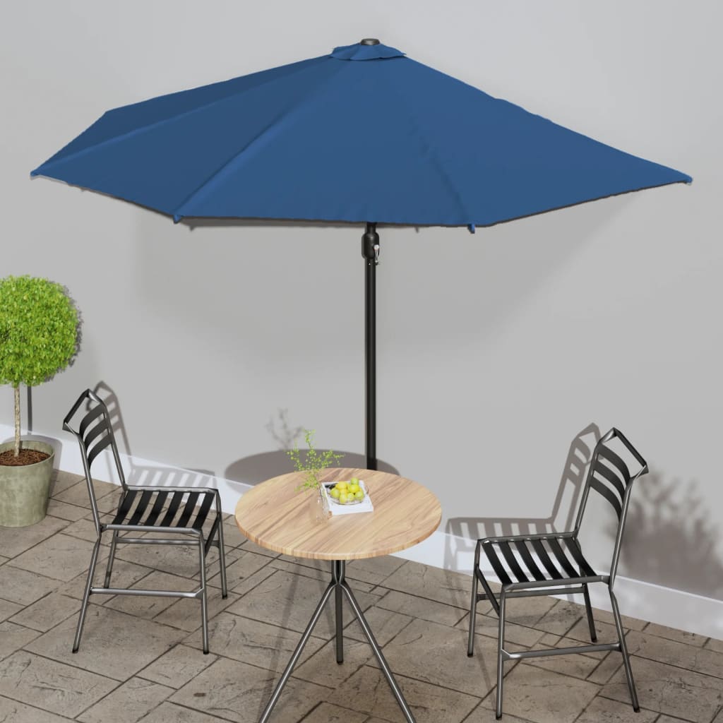 vidaXL Balcony Parasol with Aluminium Pole Blue 300x155x223 cm Half