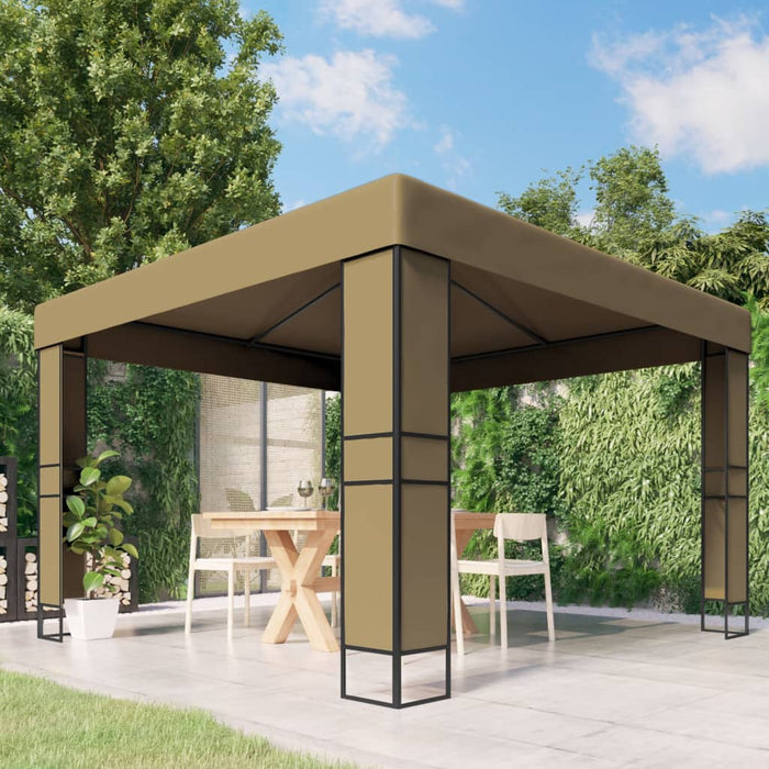 vidaXL Gazebo with Double Roof 3x3x2.7 m Taupe 180 g/m²