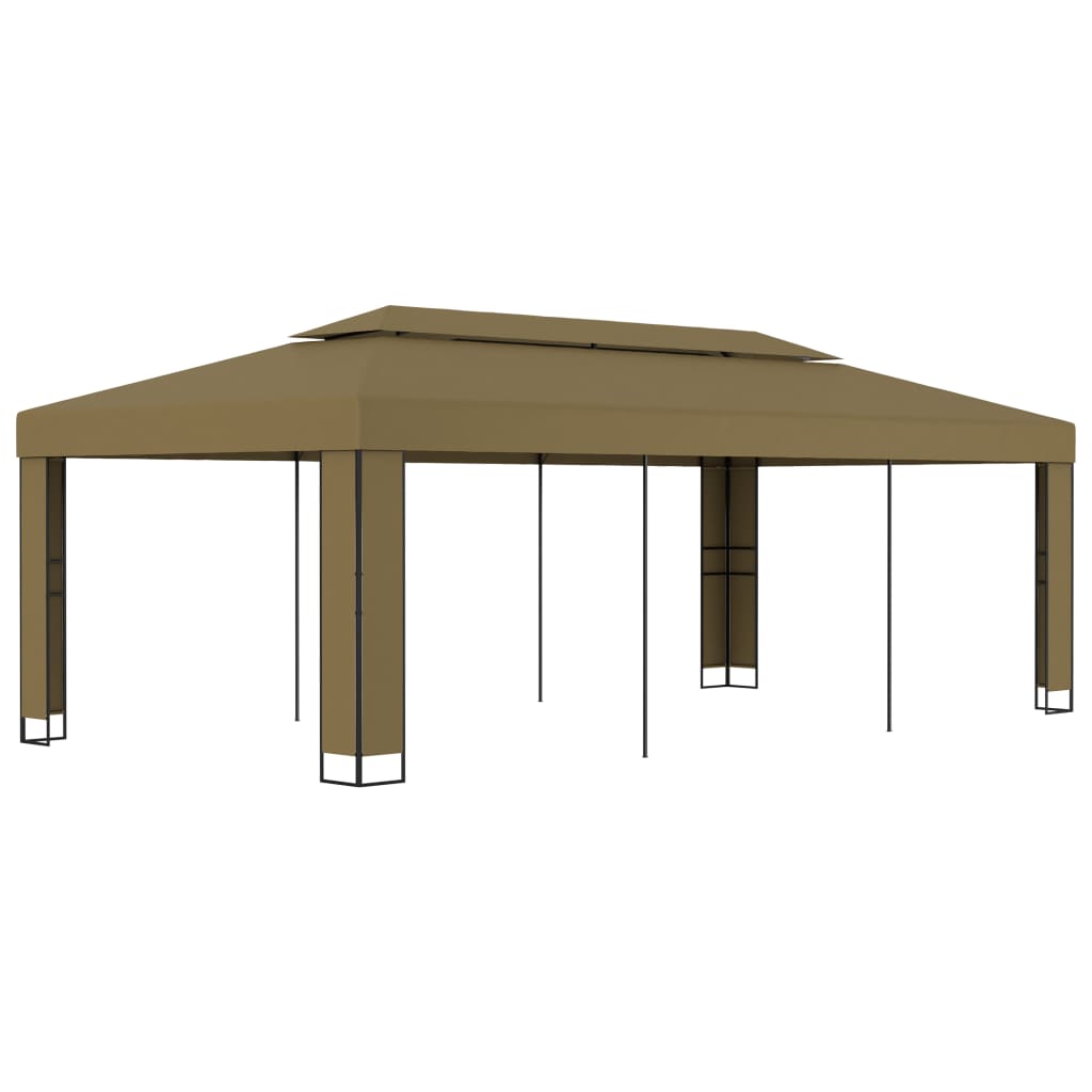 vidaXL Gazebo with Double Roof 3x6 m Taupe 180 g/m²