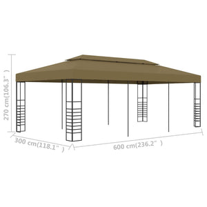 vidaXL Garden Gazebo 6x3x2.7 m Taupe 180 g/m²