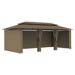 vidaXL Gazebo with Curtains 600x298x270 cm Taupe 180 g/m²