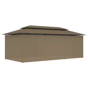 vidaXL Gazebo with Curtains 600x298x270 cm Taupe 180 g/m²