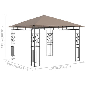 vidaXL Gazebo with Mosquito Net 3x3x2.73 m Taupe 180 g/m²