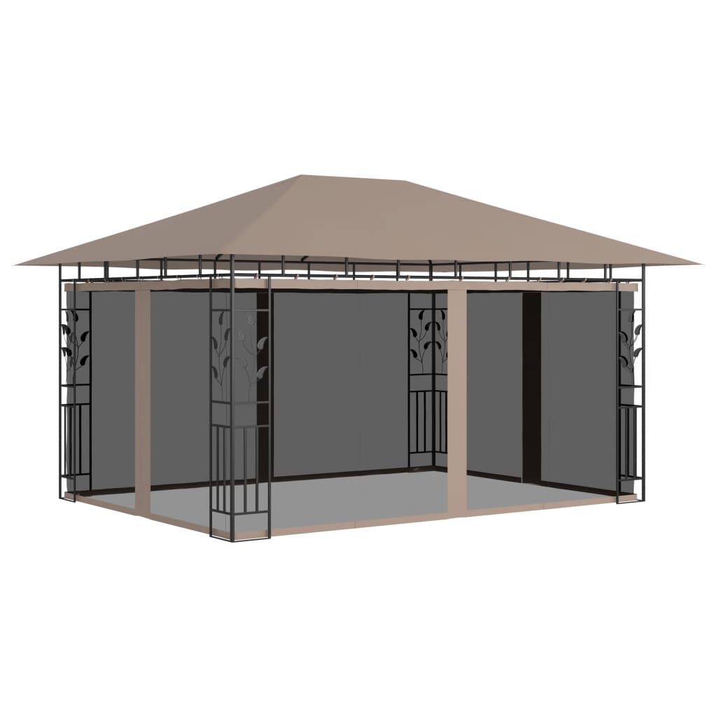 vidaXL Gazebo with Mosquito Net 4x3x2.73 m Taupe 180 g/m²