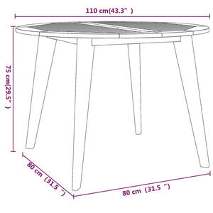 vidaXL Garden Table Ø110x75 cm Solid Wood Acacia