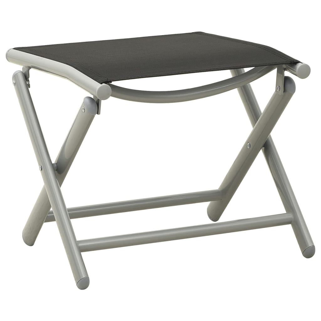 vidaXL Folding Footrest Black and Silver Textilene and Aluminium