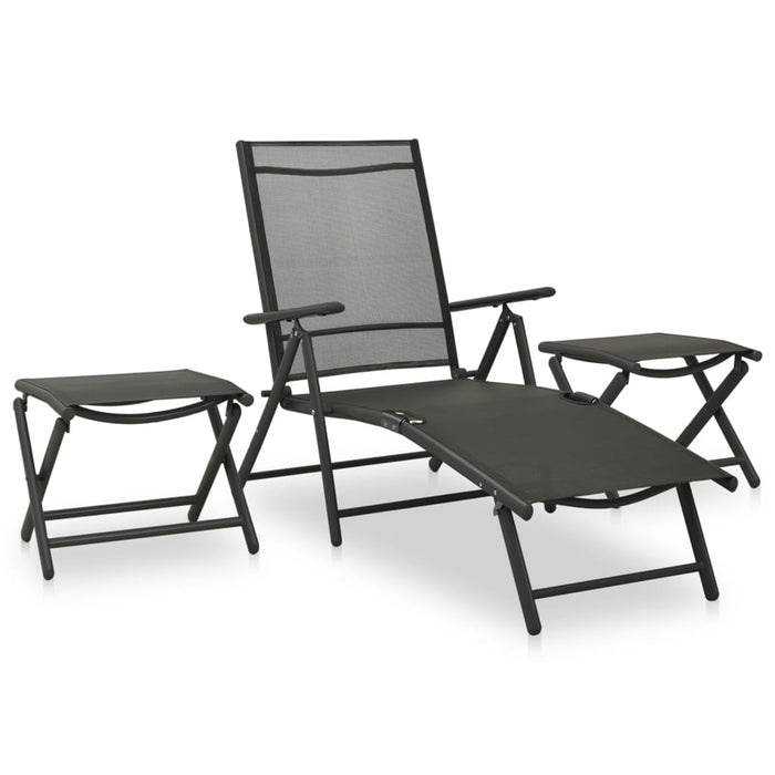 vidaXL 3 Piece Garden Lounge Set Textilene and Aluminium Black