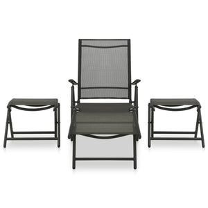 vidaXL 3 Piece Garden Lounge Set Textilene and Aluminium Black