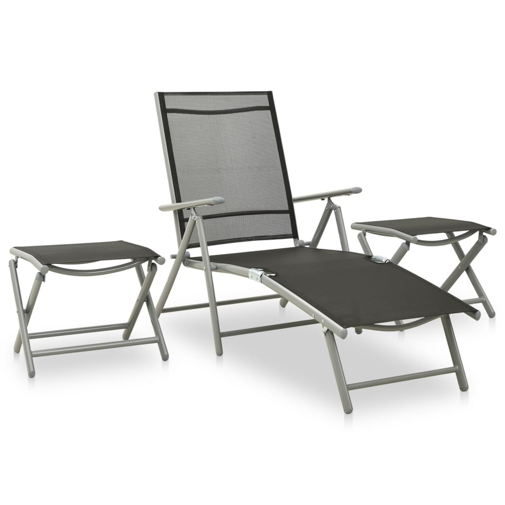 vidaXL 3 Piece Garden Lounge Set Textilene and Aluminium Silver