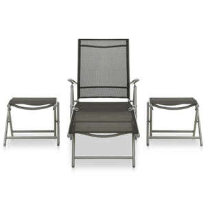 vidaXL 3 Piece Garden Lounge Set Textilene and Aluminium Silver