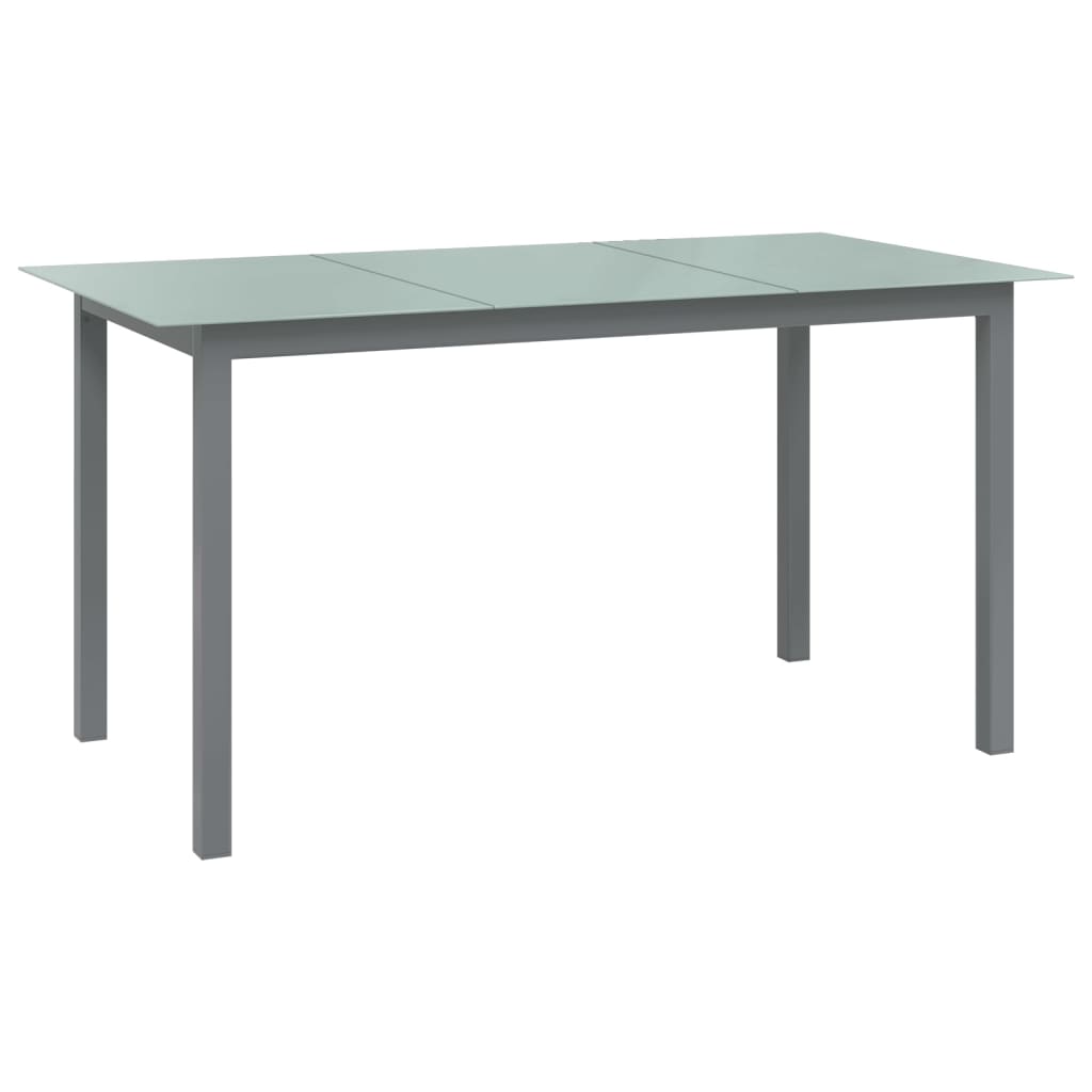 vidaXL Garden Table Light Grey 150x90x74 cm Aluminium and Glass