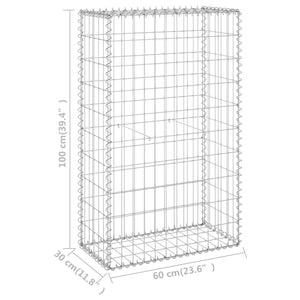 vidaXL Gabion Wall with Covers Galvanised Steel 60x30x100 cm