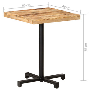 vidaXL Bistro Table Square 60x60x75 cm Rough Mango Wood