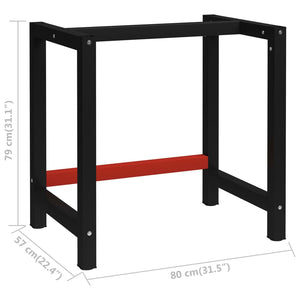 vidaXL Work Bench Frame Metal 80x57x79 cm Black and Red