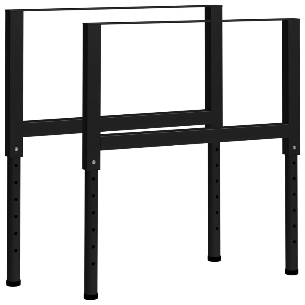 vidaXL Adjustable Work Bench Frames 2 pcs Metal 85x(69-95.5) cm Black