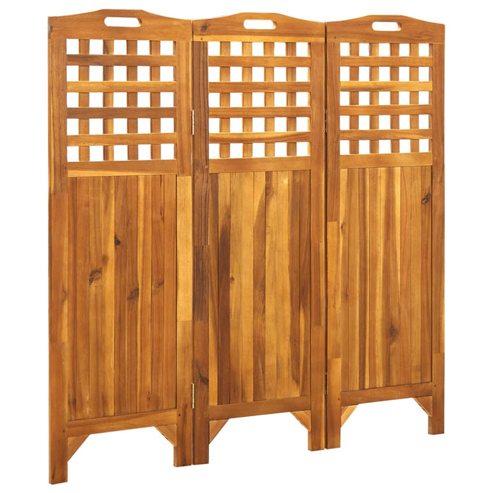 vidaXL 3-Panel Room Divider 121x2x120 cm Solid Acacia Wood