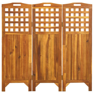 vidaXL 3-Panel Room Divider 121x2x120 cm Solid Acacia Wood