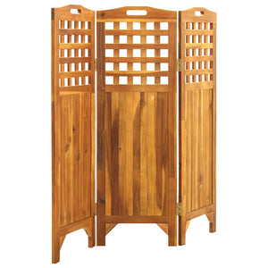 vidaXL 3-Panel Room Divider 121x2x120 cm Solid Acacia Wood