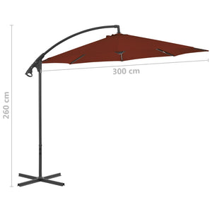 vidaXL Cantilever Umbrella with Steel Pole 300 cm Terracotta