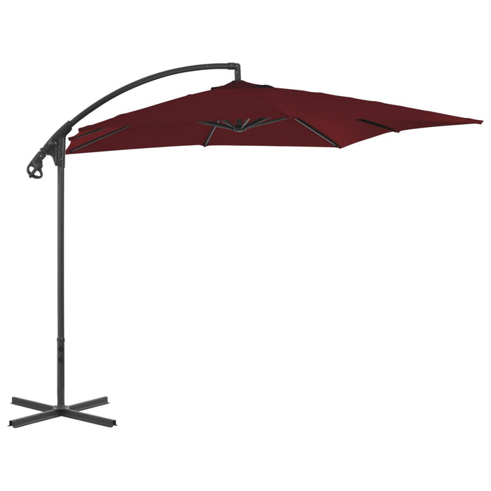 vidaXL Cantilever Umbrella with Steel Pole 250x250 cm Wine Red