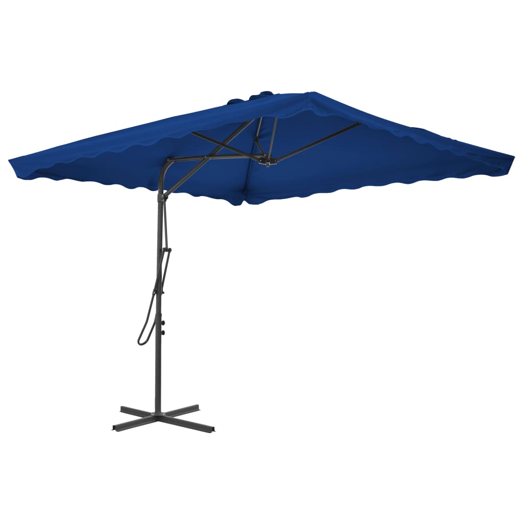 vidaXL Garden Parasol with Steel Pole Blue 250x250x230 cm