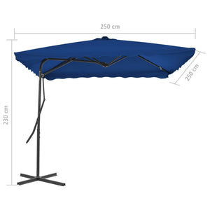 vidaXL Garden Parasol with Steel Pole Blue 250x250x230 cm