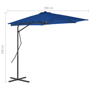 vidaXL Outdoor Parasol with Steel Pole Blue 300x230 cm