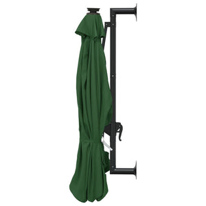 vidaXL Wall-mounted Parasol with LEDs and Metal Pole 300 cm Green