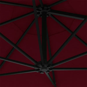 vidaXL Wall-mounted Parasol with LEDs and Metal Pole 300 cm Burgundy