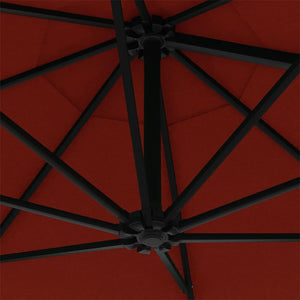 vidaXL Wall-mounted Parasol with LEDs and Metal Pole 300 cm Terracotta