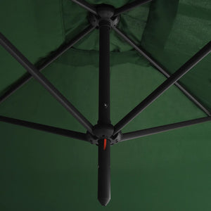 vidaXL Double Parasol with Steel Pole Green 600x300 cm