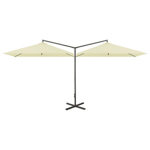 vidaXL Double Parasol with Steel Pole Sand 600x300 cm