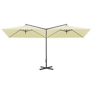 vidaXL Double Parasol with Steel Pole Sand 600x300 cm