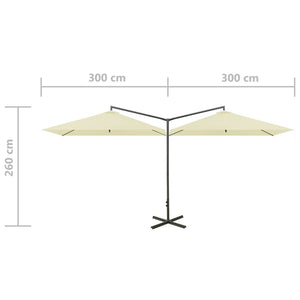 vidaXL Double Parasol with Steel Pole Sand 600x300 cm