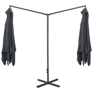 vidaXL Double Parasol with Steel Pole Anthracite 600x300 cm