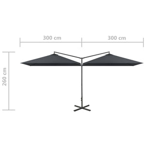 vidaXL Double Parasol with Steel Pole Anthracite 600x300 cm