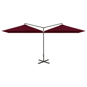 vidaXL Double Parasol with Steel Pole Bordeaux Red 600x300 cm