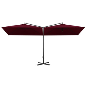 vidaXL Double Parasol with Steel Pole Bordeaux Red 600x300 cm