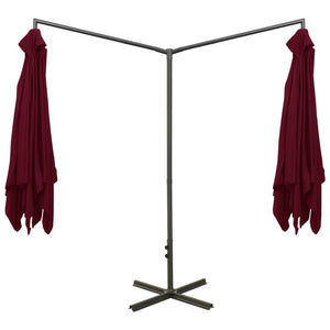 vidaXL Double Parasol with Steel Pole Bordeaux Red 600x300 cm