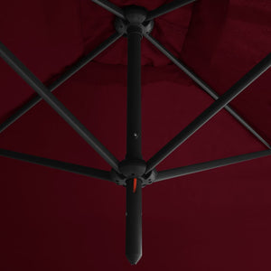 vidaXL Double Parasol with Steel Pole Bordeaux Red 600x300 cm