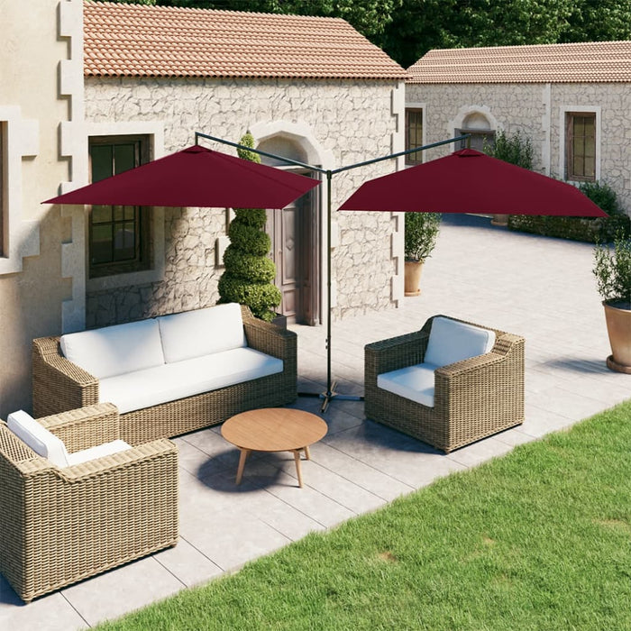 vidaXL Double Parasol with Steel Pole Bordeaux Red 600x300 cm