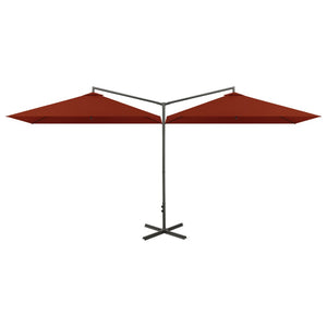 vidaXL Double Parasol with Steel Pole Terracotta 600x300 cm