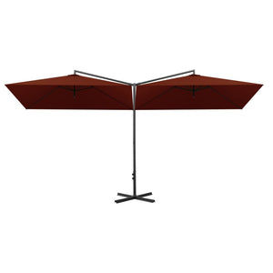 vidaXL Double Parasol with Steel Pole Terracotta 600x300 cm