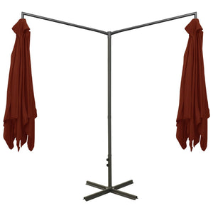 vidaXL Double Parasol with Steel Pole Terracotta 600x300 cm