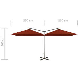 vidaXL Double Parasol with Steel Pole Terracotta 600x300 cm